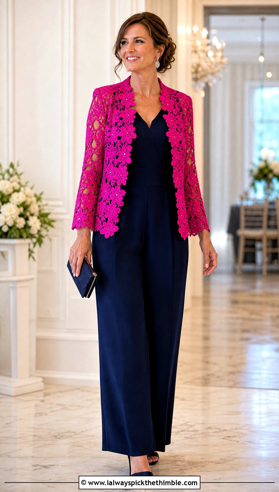 Lace Crochet Blazer With Jumpsuit - 25 crochet blazer outfit ideas