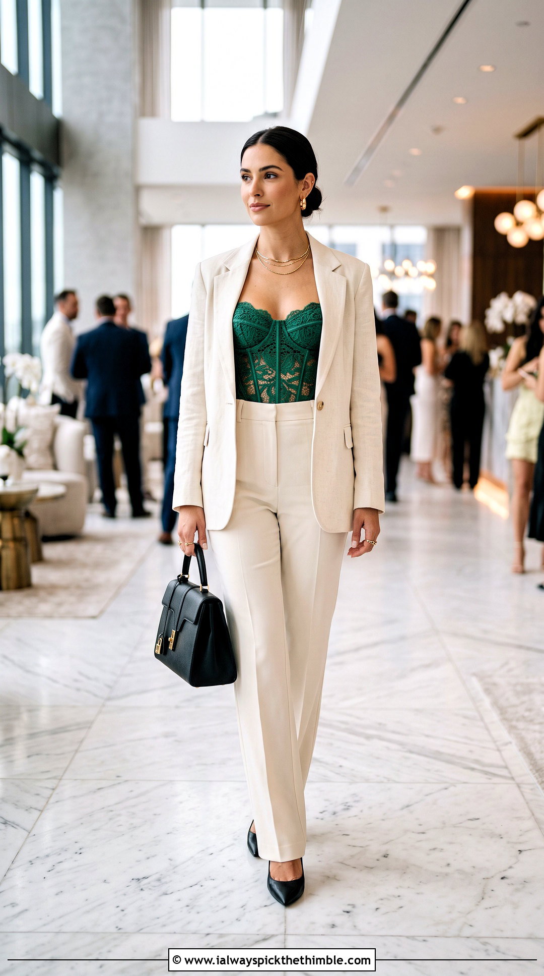 Lace Crochet Corset Top With A Blazer Suit - 25 crochet corset top outfit ideas