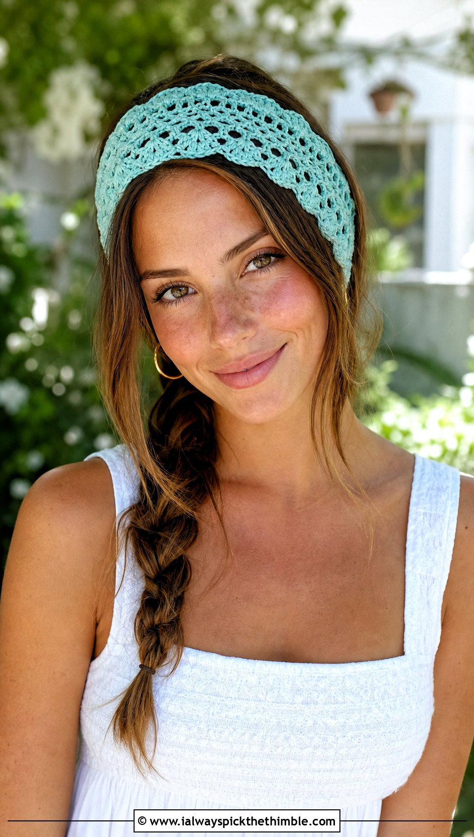 Lace Crochet Headband With Summer Midi Dress - 20 crochet for headbands outfit ideas