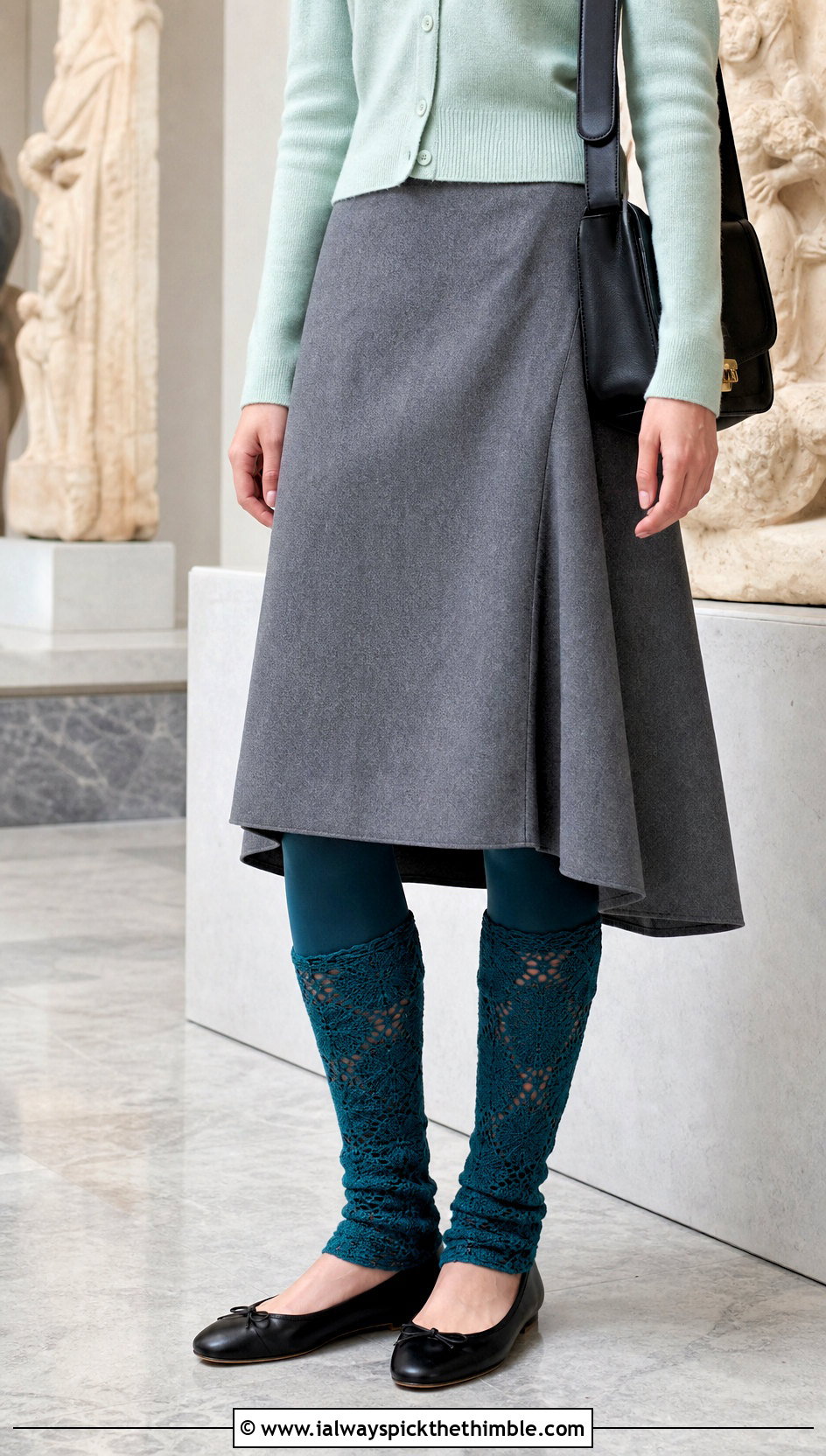 Lace Crochet Leg Warmers With Midi Skirt And Ballet Flats - 20 crochet leg warmers ideas