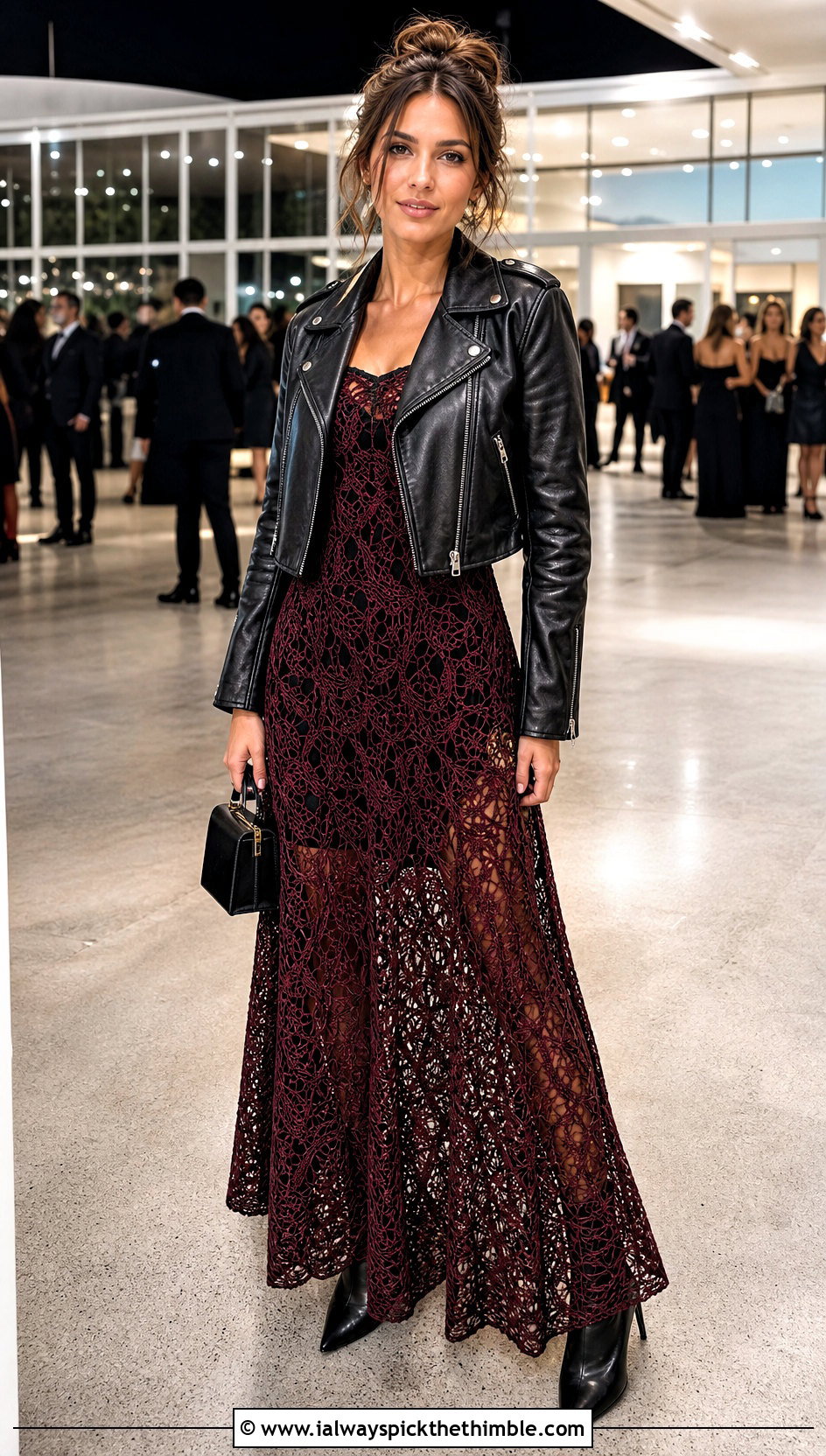 Lace Crochet Maxi Dress With Biker Jacket - 25 halloween crochet clothes and outfit ideas