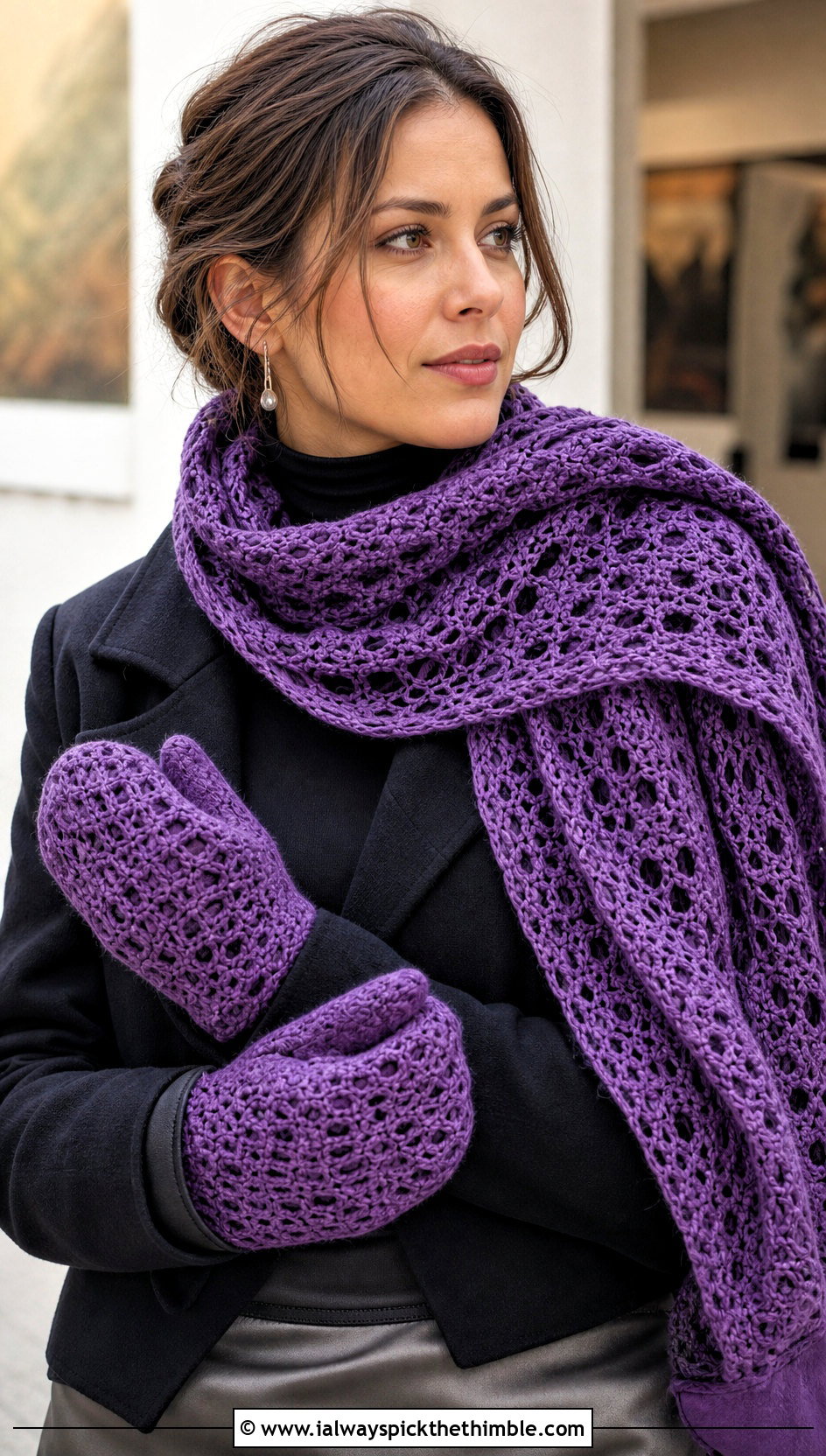 Lace Crochet Scarf And Mittens With Satin Skirt - 15 Crochet Scarf And Mittens Set outfit ideas