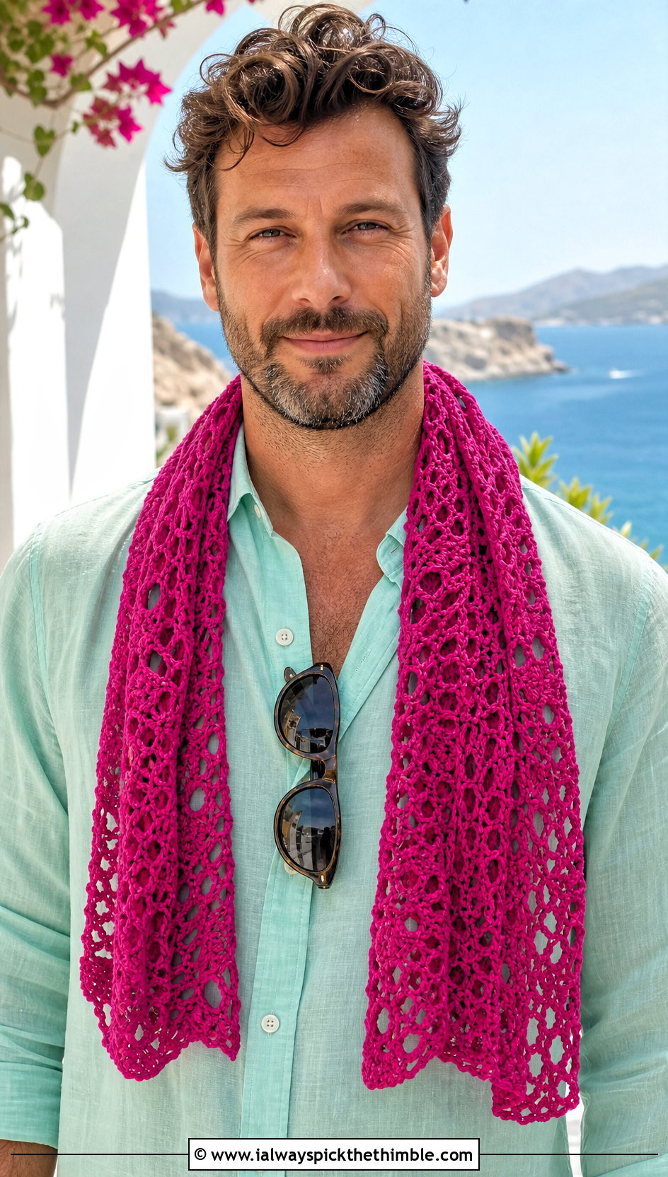 Lace Crochet Scarf With Resort Outfit - 25 crochet scarf for men outfit ideas