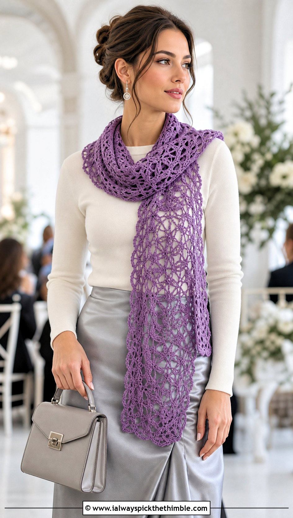 Lace Crochet Scarf With Satin Skirt - 15 beginner crochet scarf design outfit ideas
