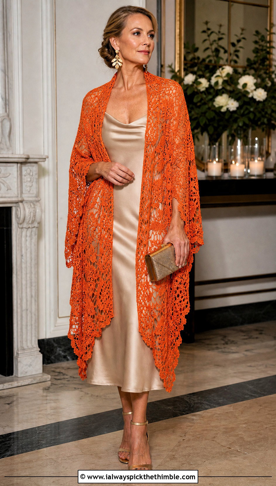 Lace Crochet Shawl With Satin Slip Dress - 20 crochet shawl with arm holes outfit ideas