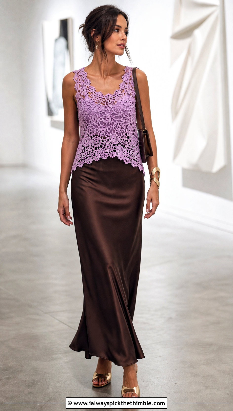 Lace Crochet Tank Top With Slip Skirt - 20 Quick Crochet Tank Top outfit ideas