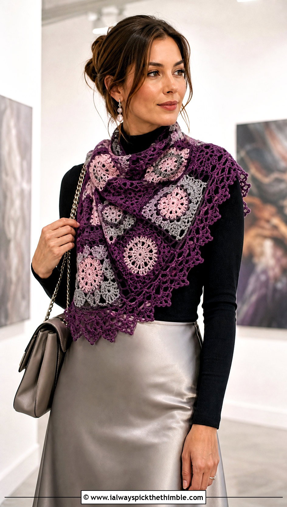 Lace Edge Granny Square Crochet Scarf With Slip Skirt - 25 granny square crochet scarf outfit ideas