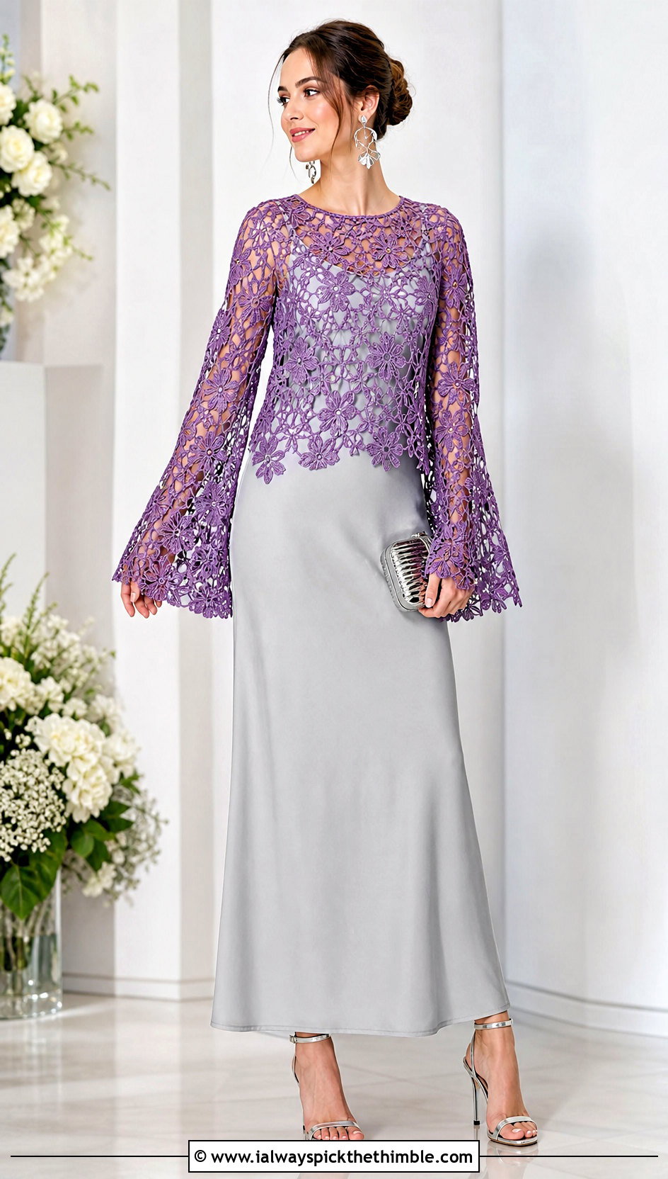 Lace Flare Sleeve Crochet Top Over A Slip Dress - 25 crochet sleeve top outfit ideas