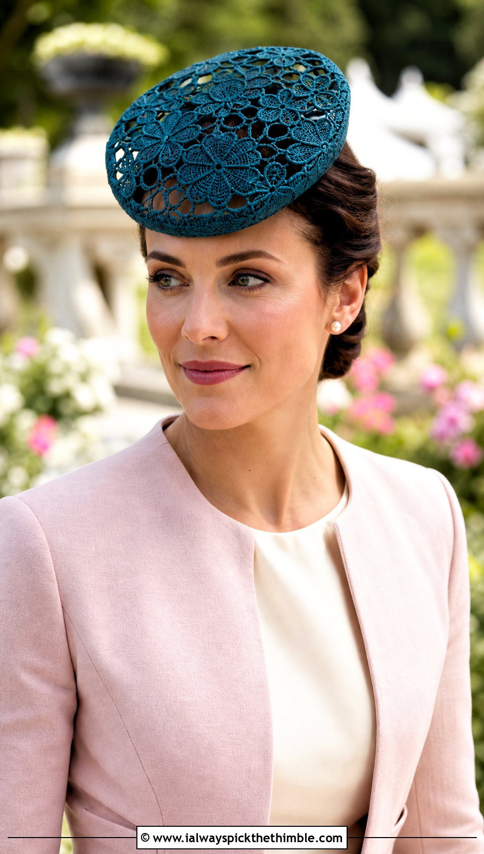 Lace Flower Crochet Pillbox Hat With Skirt Suit - 20 crochet flower hat outfit ideas