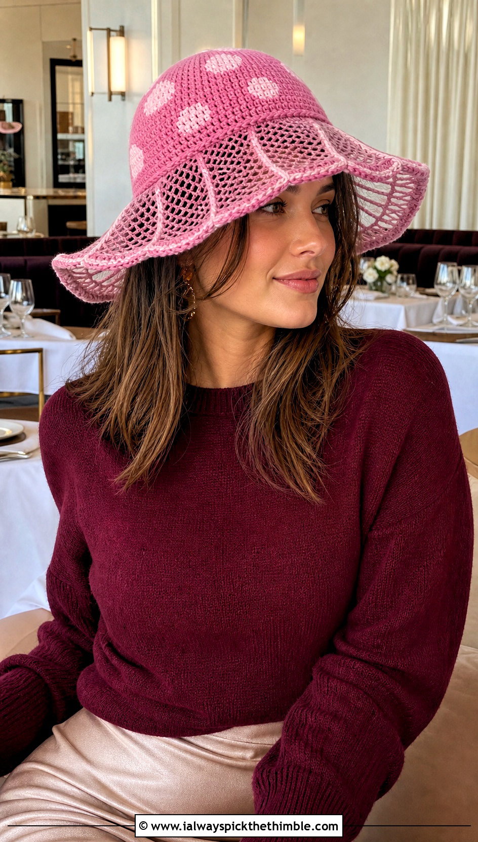 Lace Gill Mushroom Crochet Cap With Satin Skirt - 20 Mushroom Crochet Cap outfit ideas