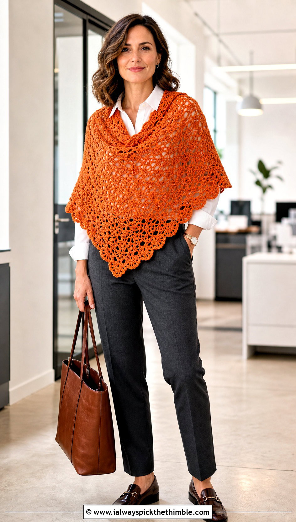 Lace Granny Shawl With Button Down Shirt - 15 Granny Crochet Shawl outfit ideas