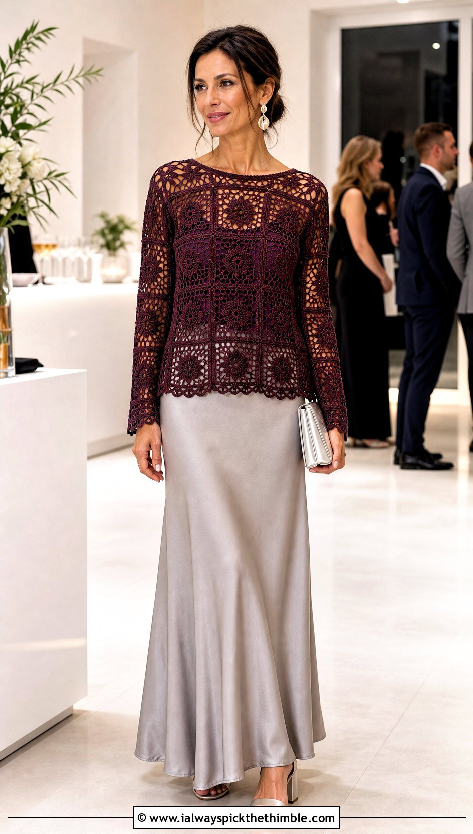 Lace Granny Square Jumper With Maxi Skirt - 25 crochet granny square jumper outfit ideas