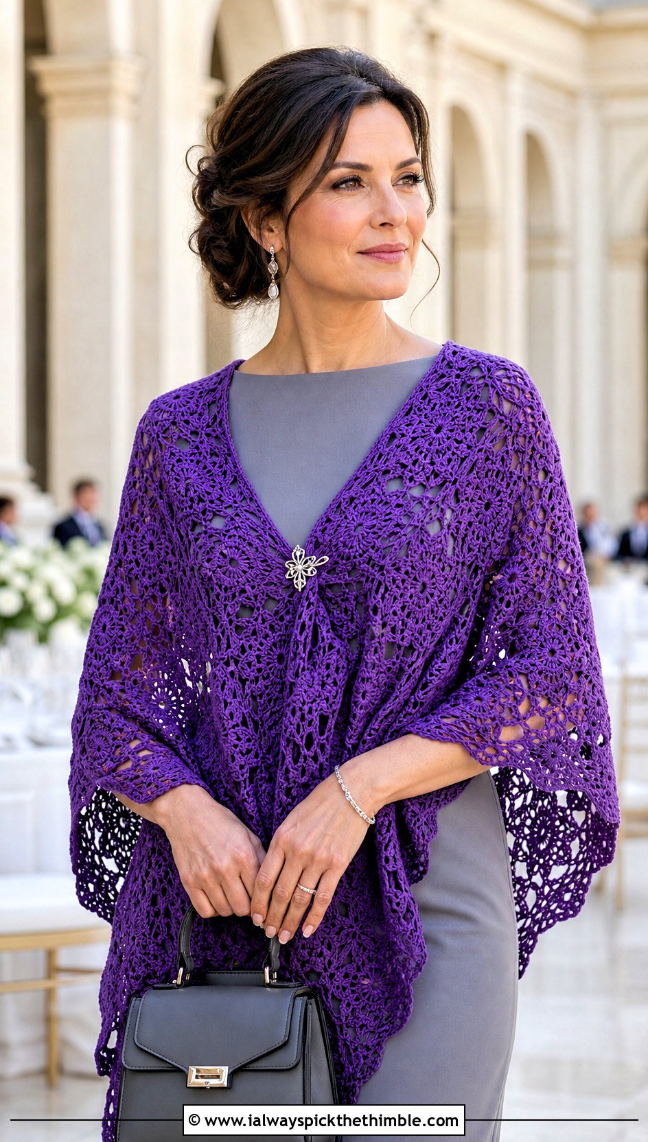 Lace Granny Square Shawl With Column Dress - 25 granny square shawl outfit ideas