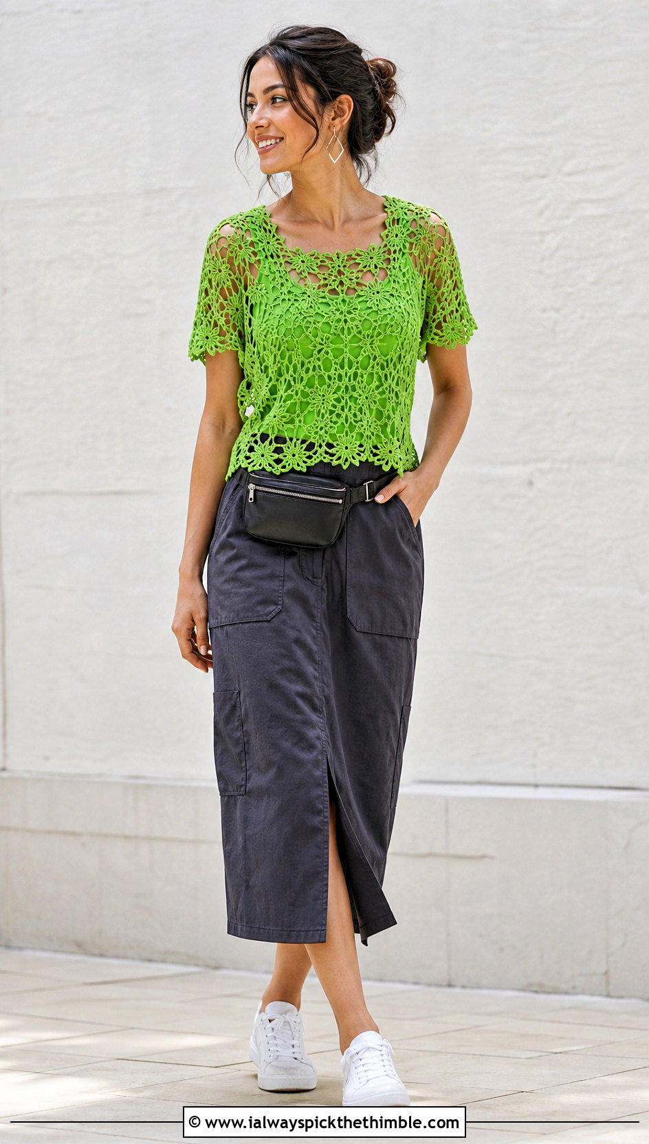 Lace Mesh Buttercup Crochet Top With Utility Skirt - 20 Buttercup Crochet Top outfit ideas
