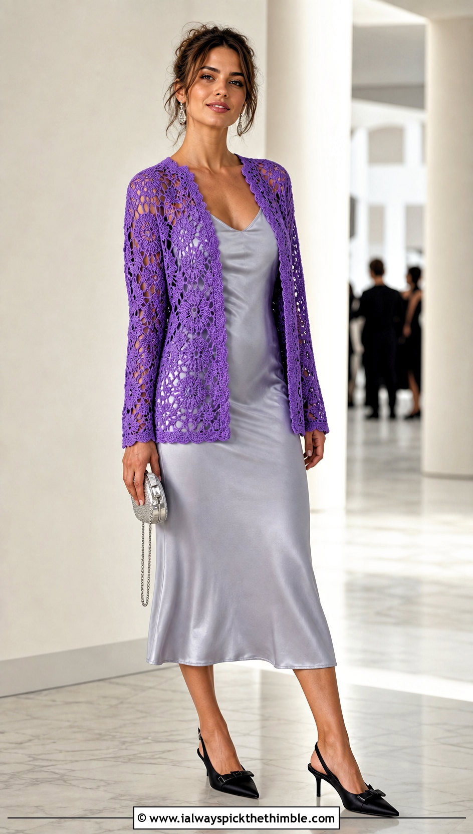 Lace Mesh Chanel Crochet Cardigan With Slip Dress - 20 Chanel Crochet Cardigan outfit ideas