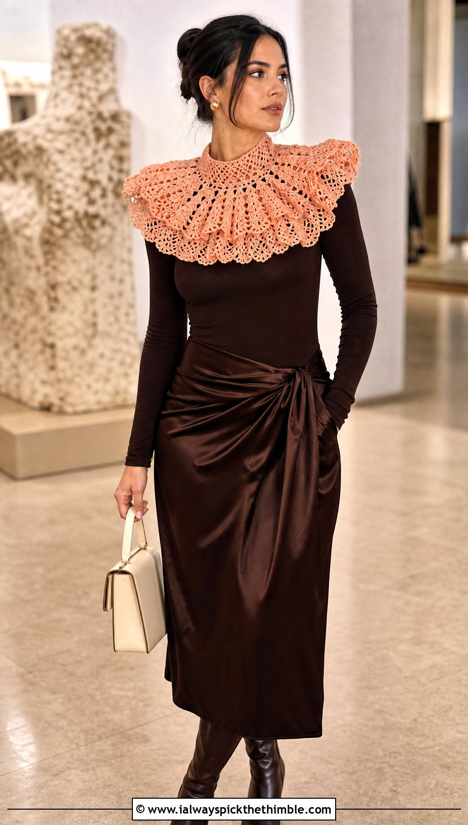 Lace Mesh Clown Crochet Ruffle Collar With Satin Skirt - 20 Clown Crochet Ruffle Collar outfit ideas