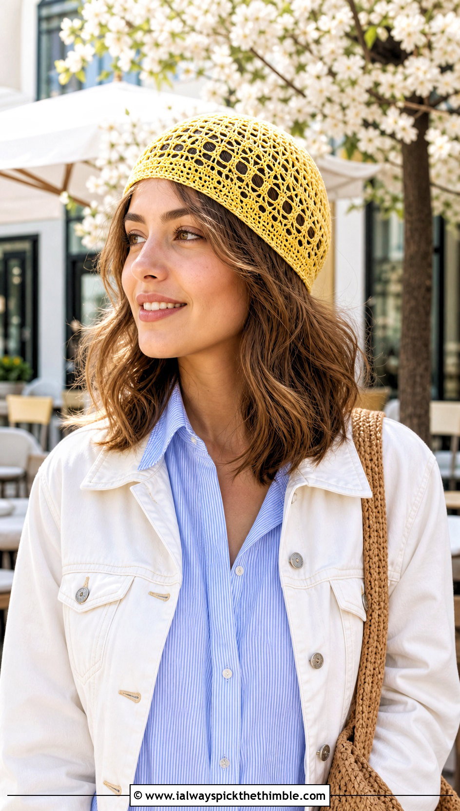 Lace Mesh Crochet Beanie With Spring Layers - 25 cute crochet beanies outfit ideas