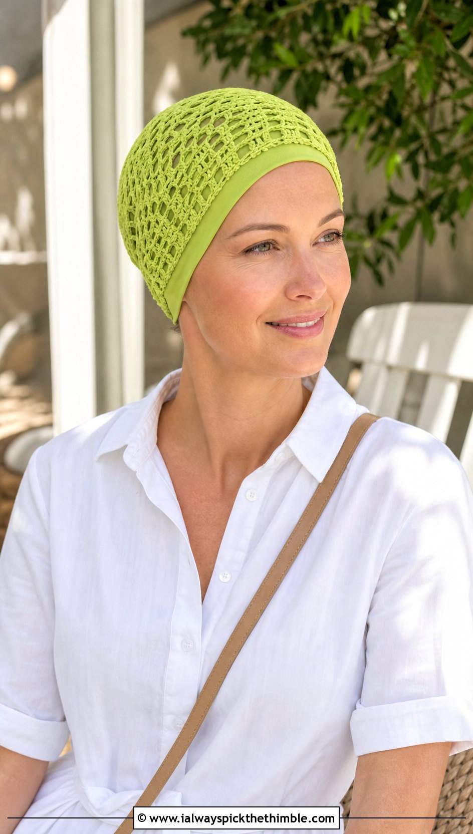 Lace Mesh Crochet Chemo Cap With Shirt Dress - 20 crochet chemo hat outfit ideas
