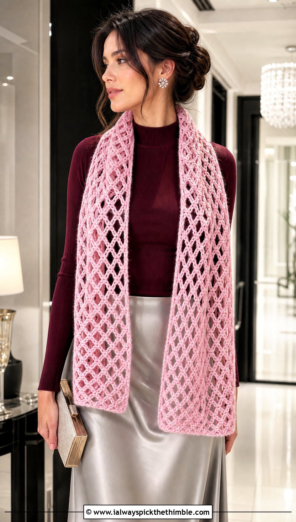 Lace Mesh Crochet Chenille Scarf With Satin Skirt - 20 crochet chenille scarf outfit ideas