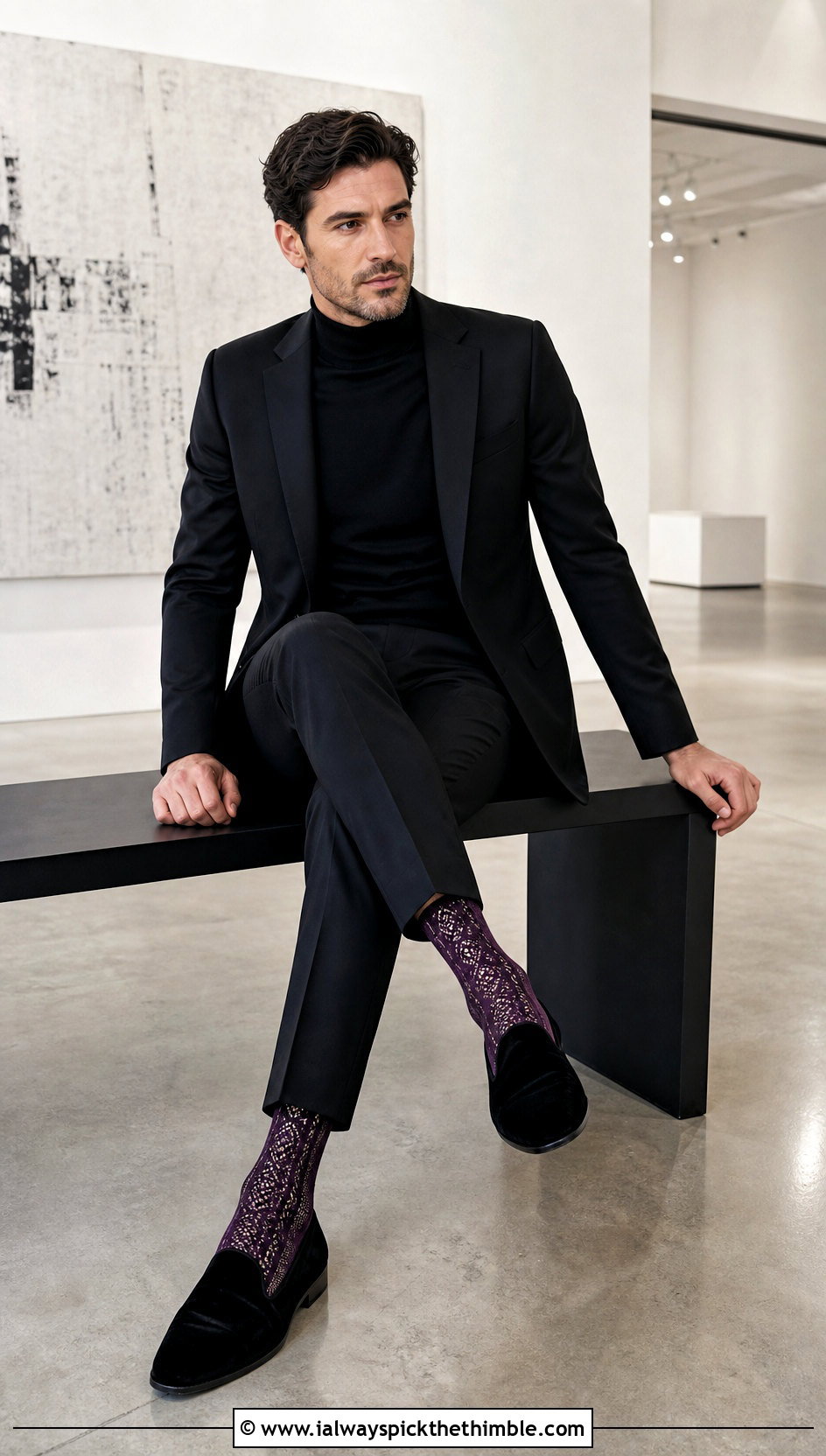 Lace Mesh Crochet Dress Socks With Black Suit - 20 Mens Crochet Socks outfit ideas
