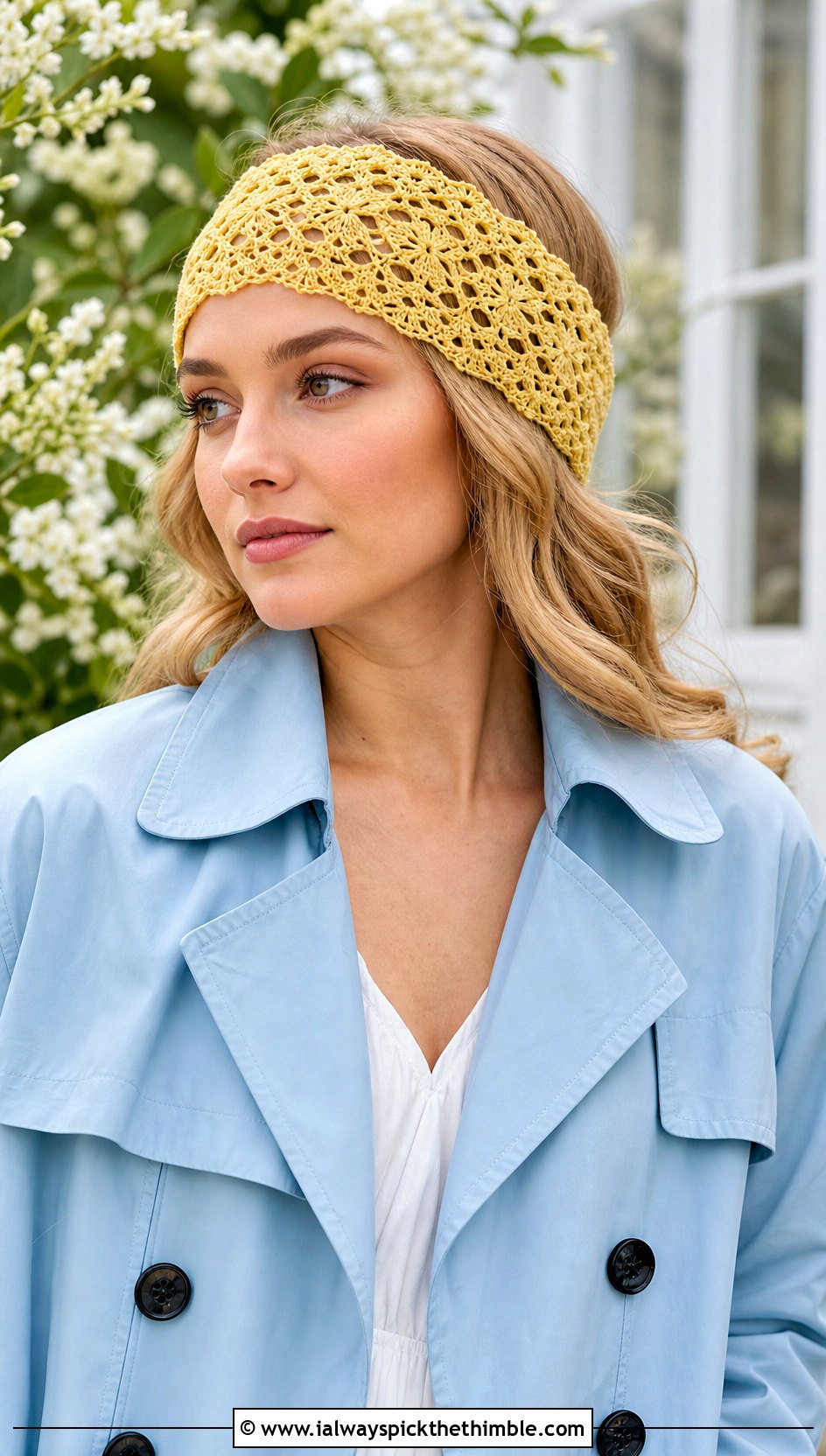 Lace Mesh Crochet Ear Warmer With Midi Dress - 25 crochet ear warmers outfit ideas