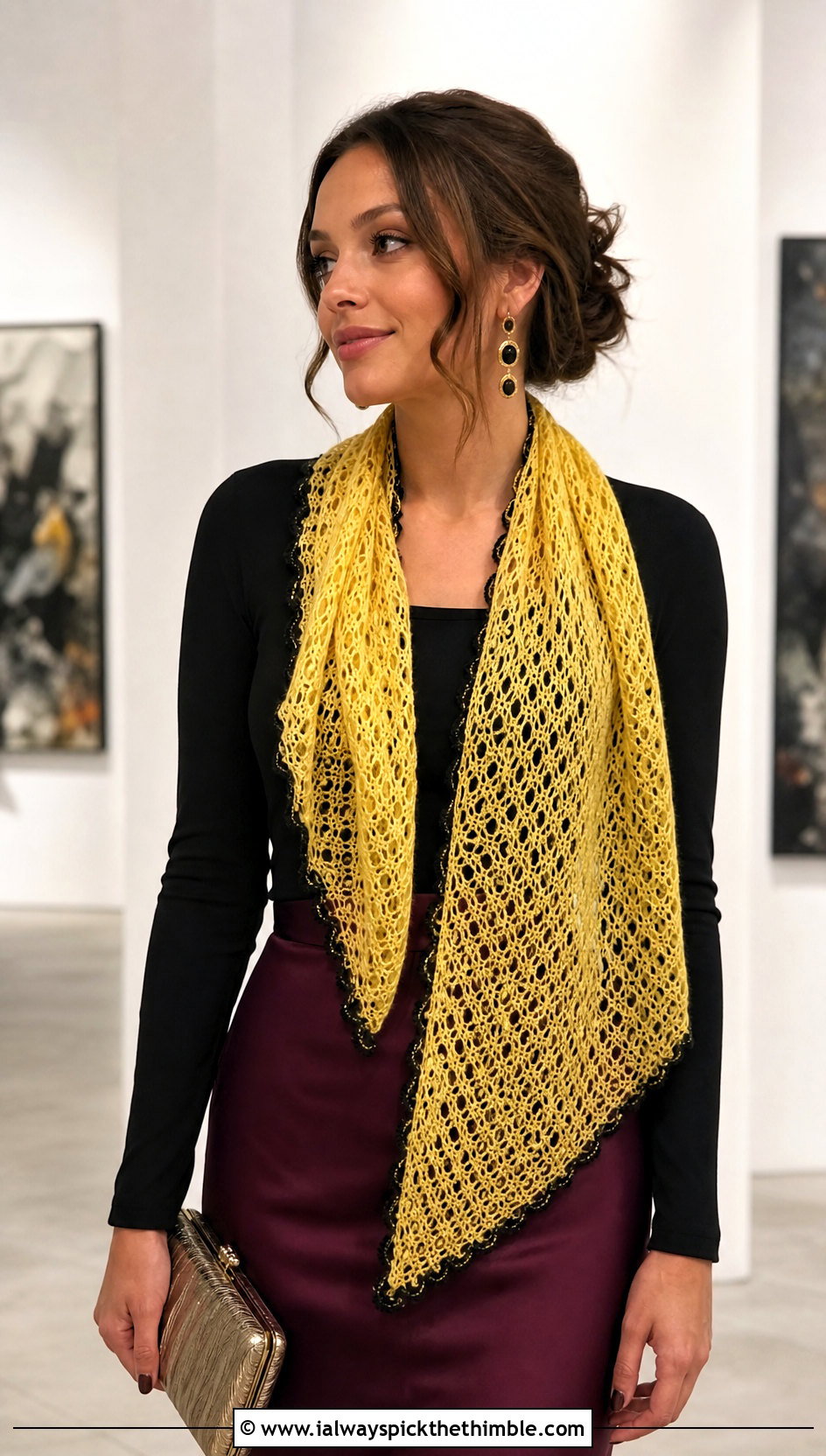 Lace Mesh Crochet Hufflepuff Scarf With Satin Skirt - 20 crochet hufflepuff scarf outfit ideas