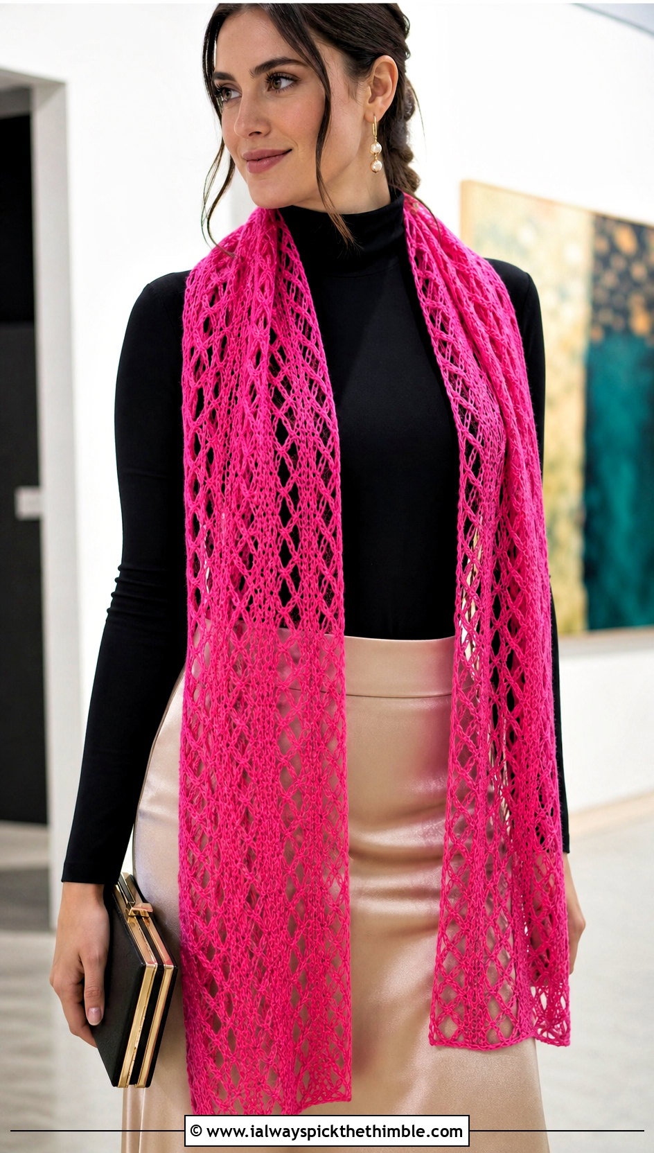 Lace Mesh Crochet Scarf With Satin Skirt - 20 easy crochet scarfs outfit ideas