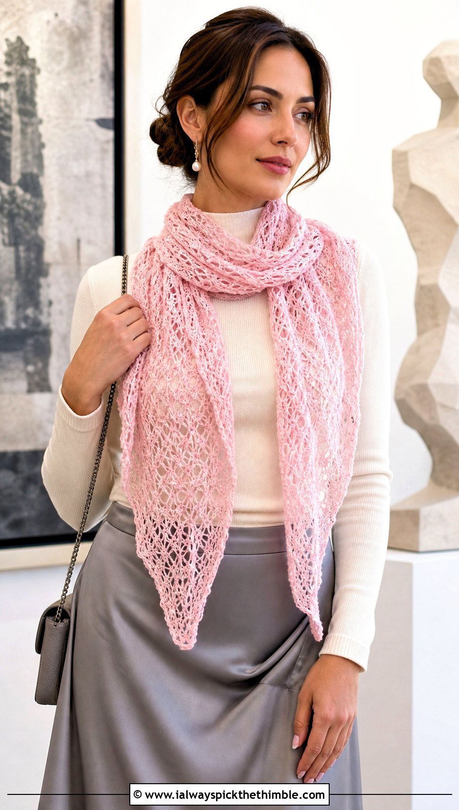 Lace Mesh Crochet Scarf With Satin Skirt - 25 crochet scarf outfit ideas