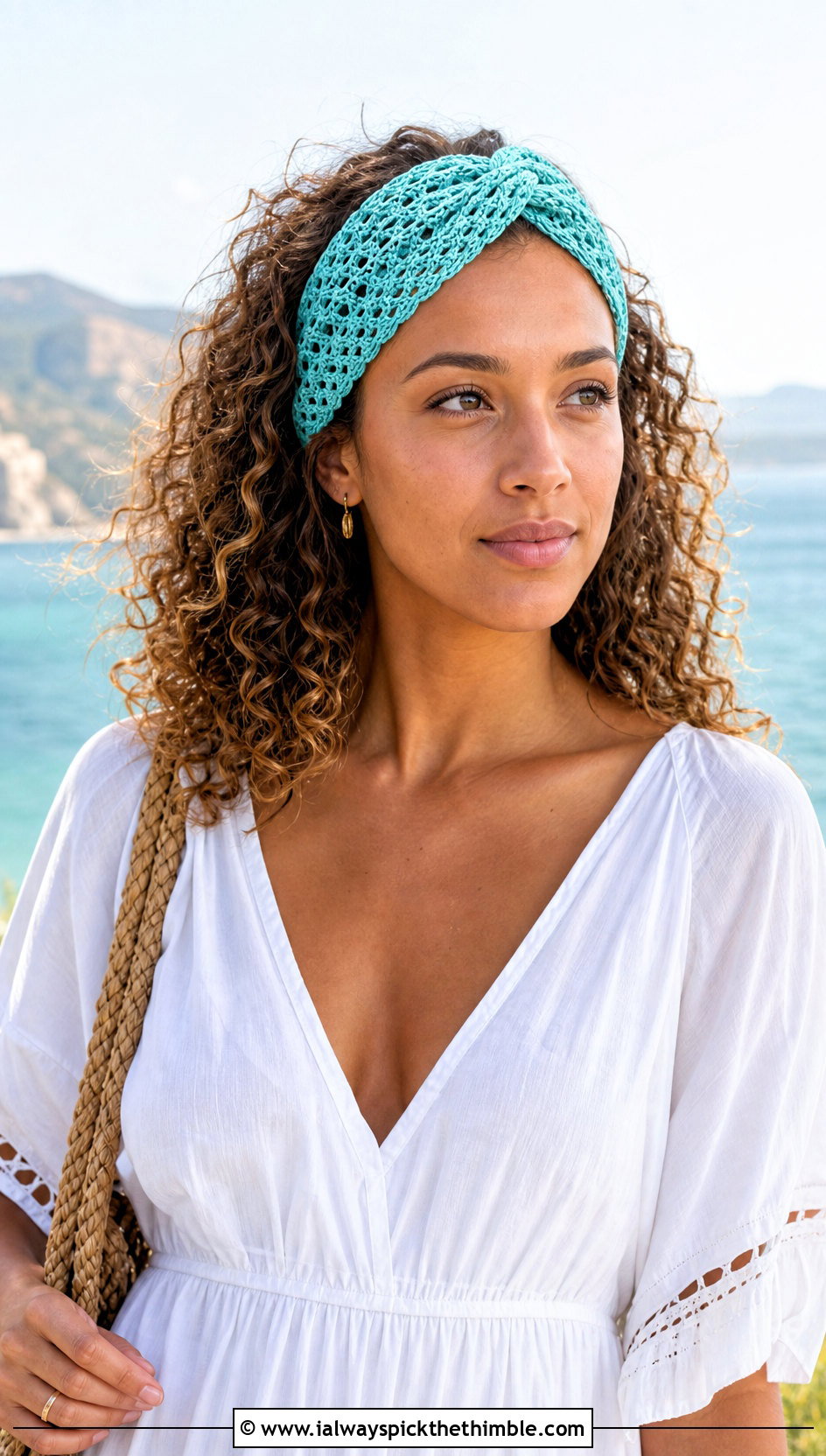 Lace Mesh Crochet Twist Headband With Maxi Dress - 20 crochet twist headband outfit ideas