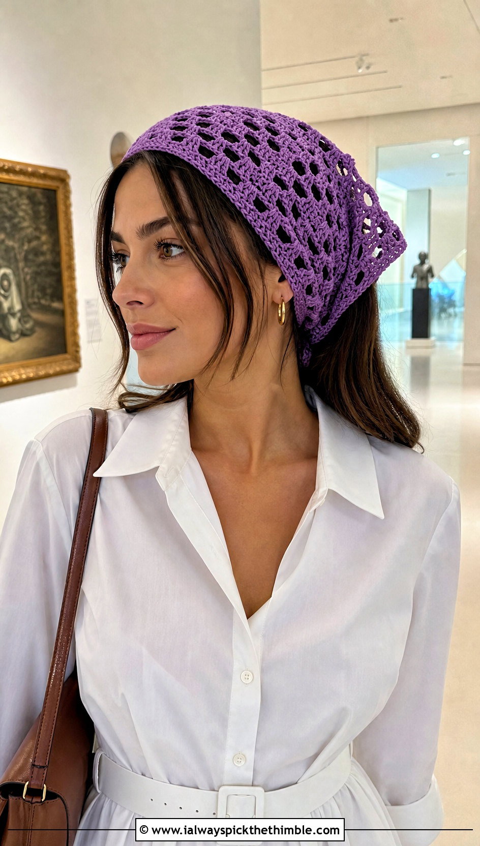 Lace Mesh Granny Square Head Scarf With Shirtdress - 25 granny square head scarf outfit ideas
