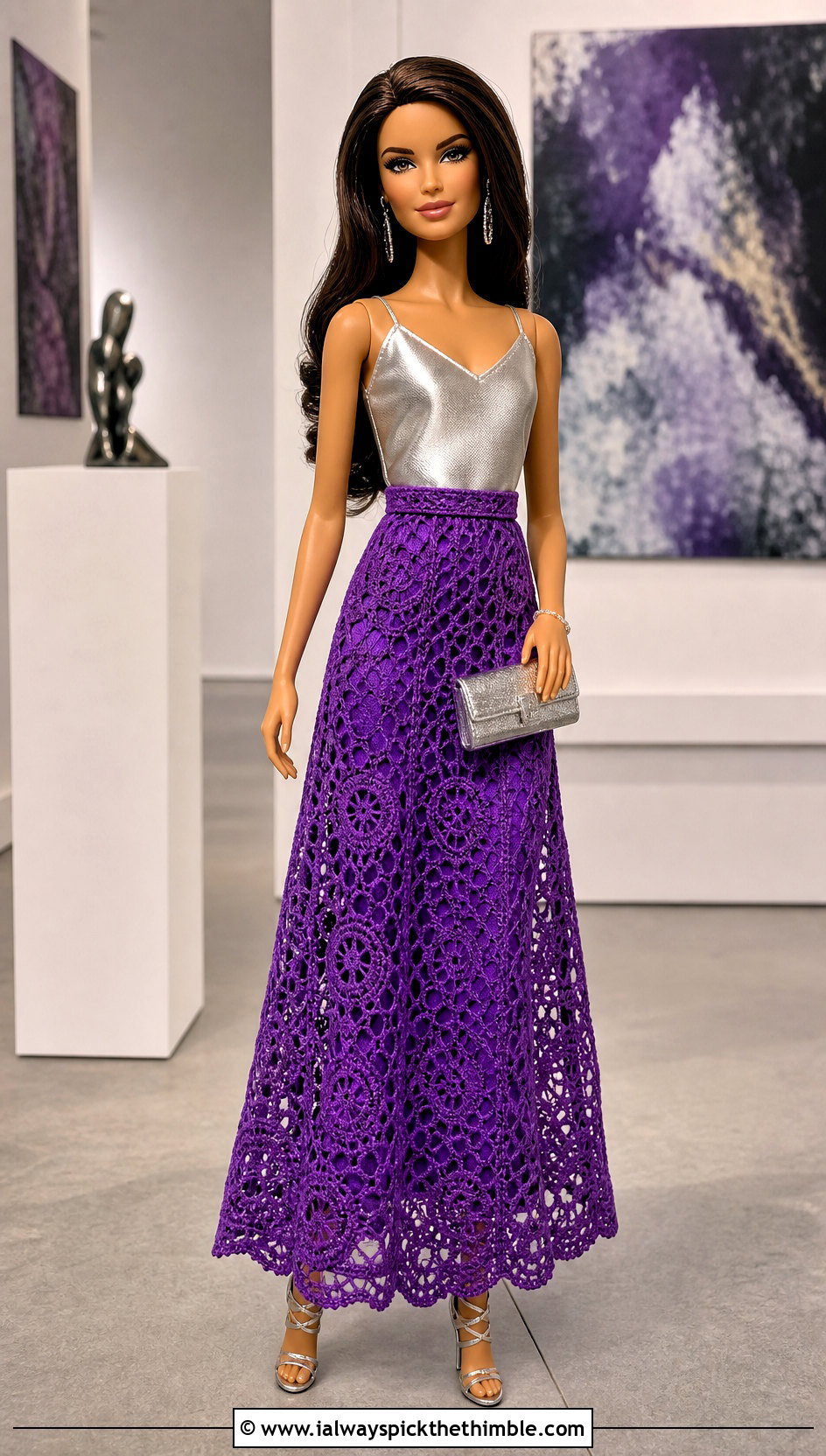 Lace Mesh Maxi Doll Skirt With Satin Top - 15 Crochet Doll Skirts outfit ideas