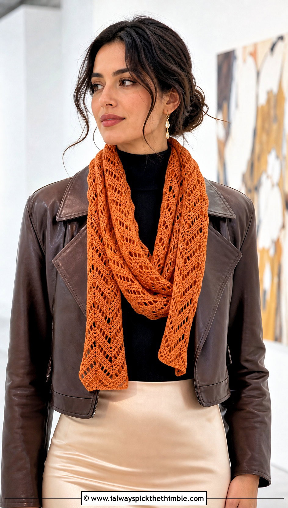 Lace Mesh Zig Zag Crochet Scarf With Satin Slip Skirt - 20 Zig Zag Crochet Scarf outfit ideas