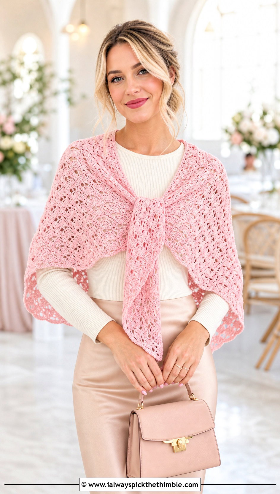 Lace Shell 1 Skein Crochet Shawl With Satin Skirt - 15 Easy 1 Skein Crochet Shawl outfit ideas