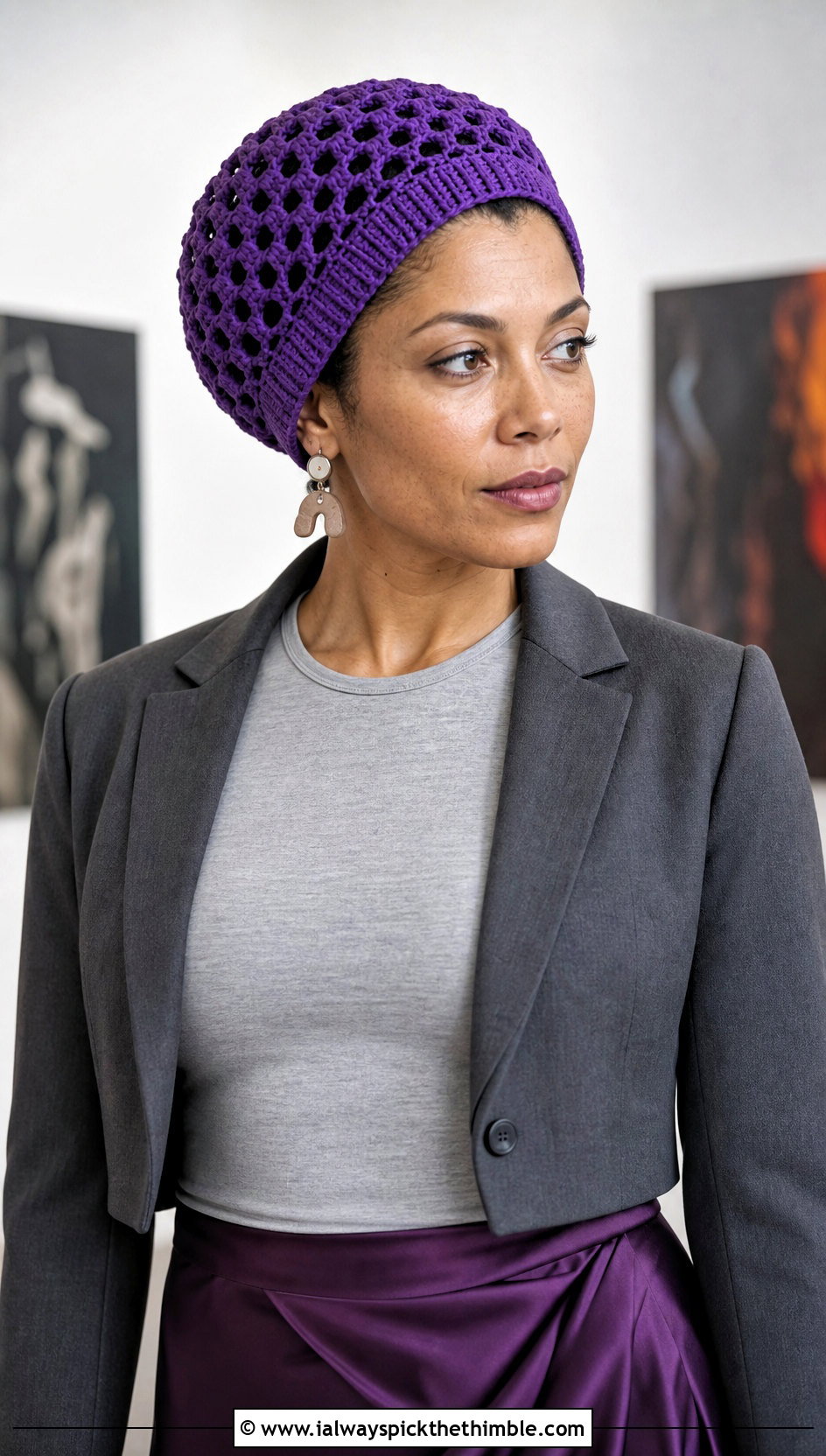 Lace Stitch Crochet Rasta Tam Hat With Satin Skirt - 20 crochet rasta tam hat outfit ideas