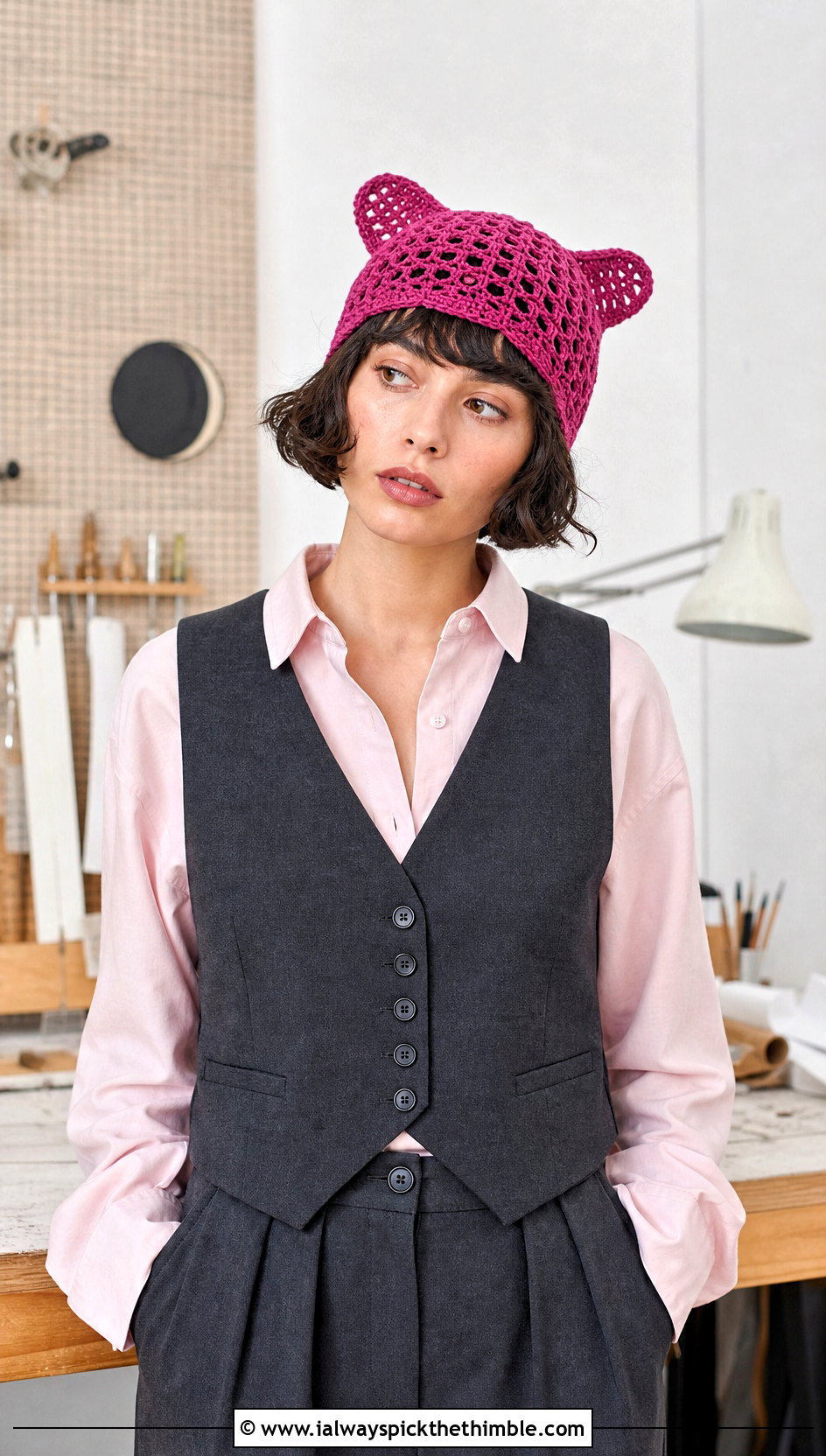 Lace Stitch Finn Hat With Tailored Vest And Wide Leg Trousers - 20 crochet adventure time finn hat outfit ideas