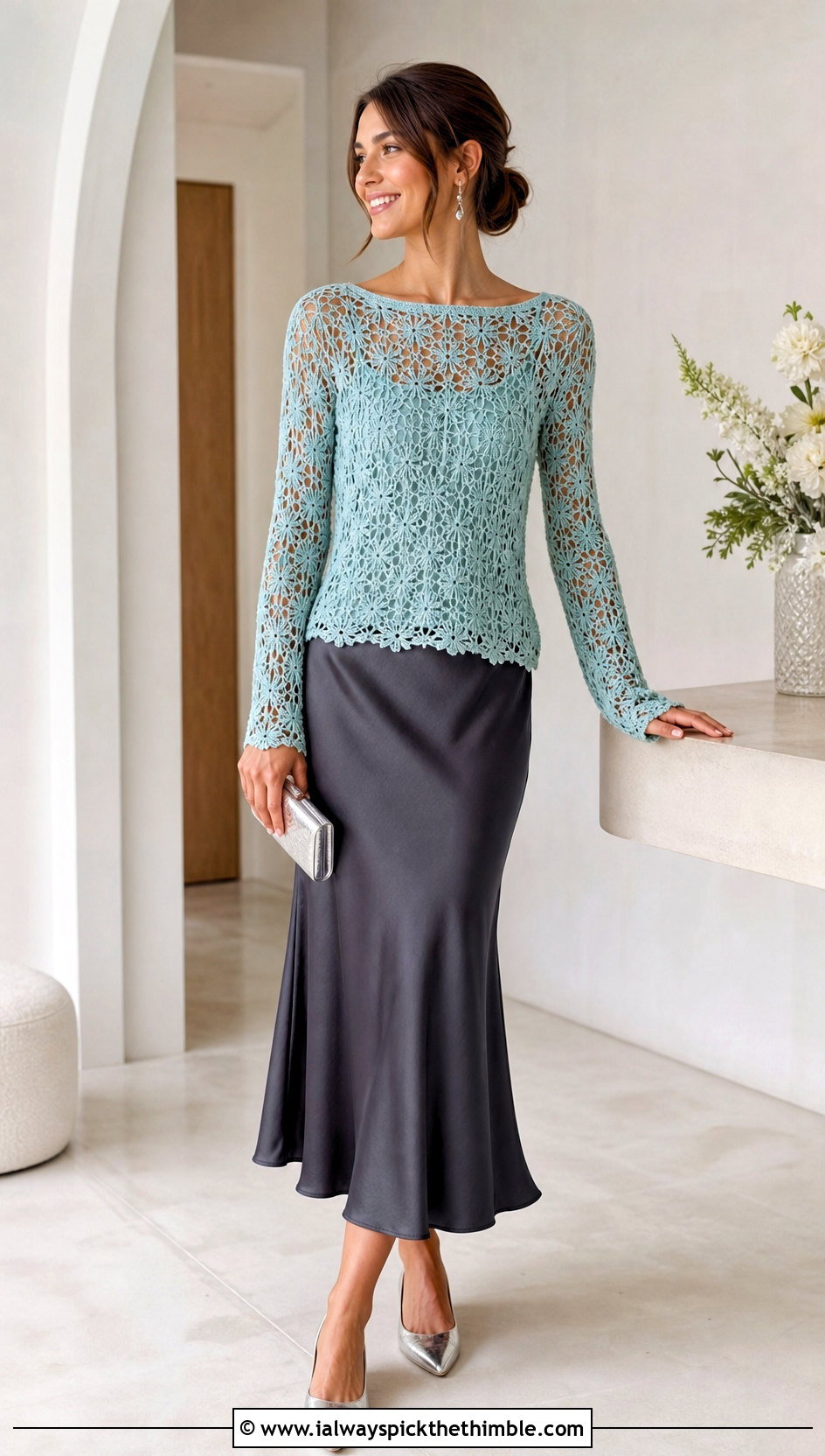 Lace Stitch Raglan Crochet Top With Slip Skirt - 25 raglan crochet top outfit ideas