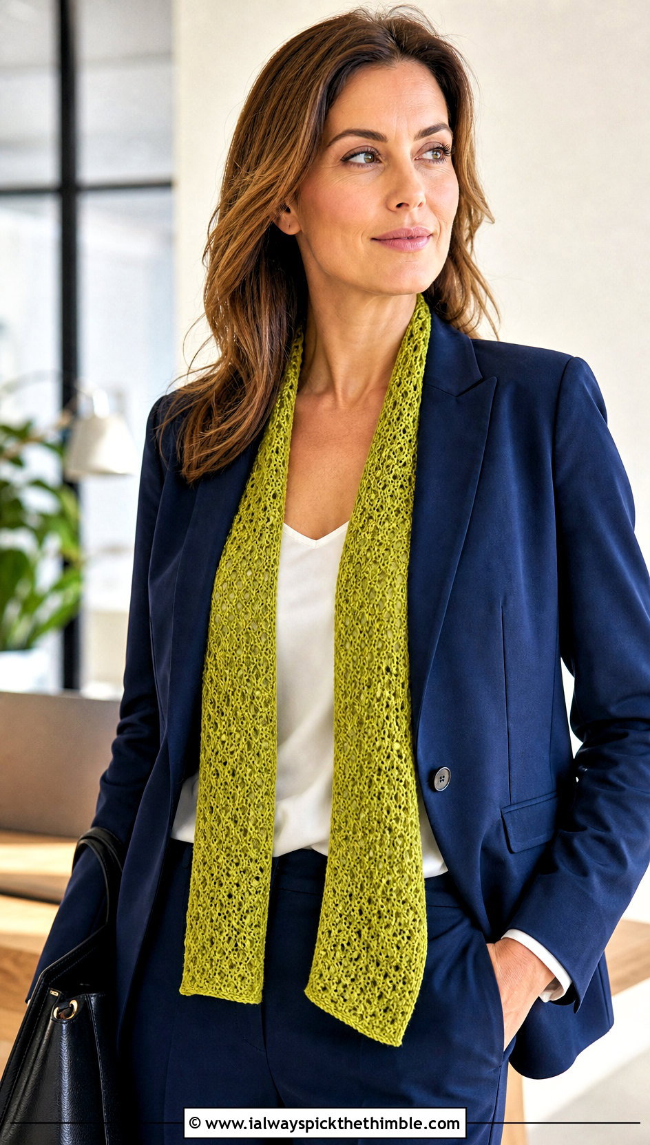 Lace Weight Moss Stitch Shawl With A Tailored Suit - 20 Crochet Moss Stitch Shawl outfit ideas