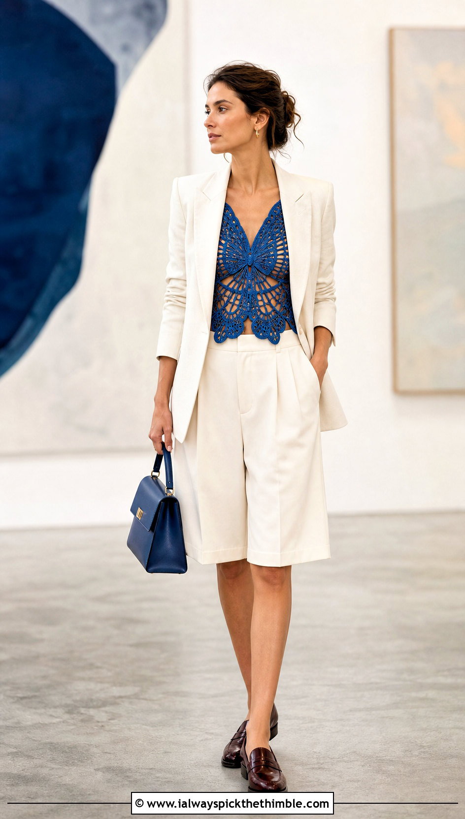 Lace Wing Crochet Butterfly Top With Suiting Shorts - 20 crochet butterfly tops outfit ideas
