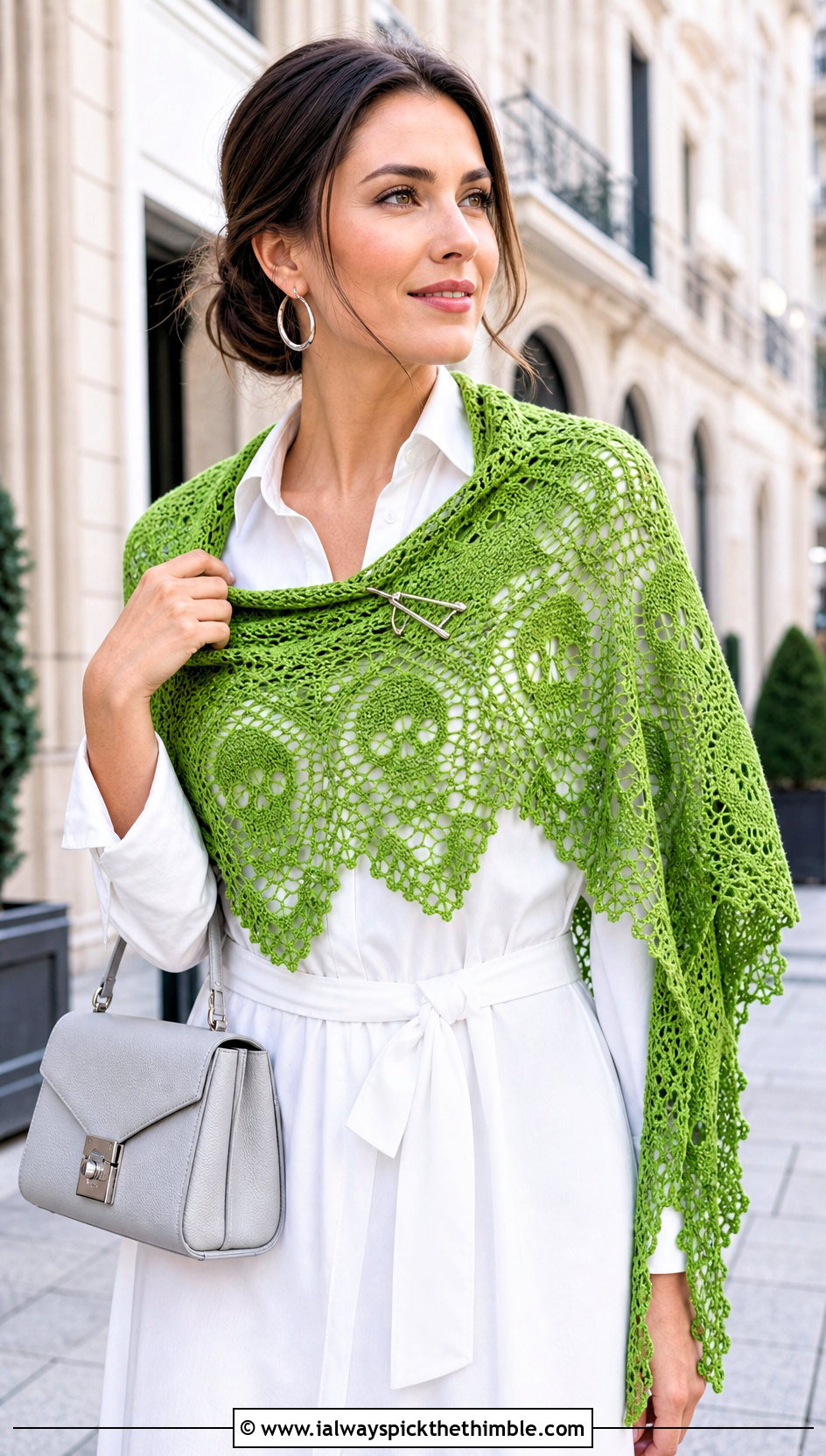 Laceweight Lost Souls Shawl With White Shirt Dress - 25 crochet lost souls shawl outfit ideas