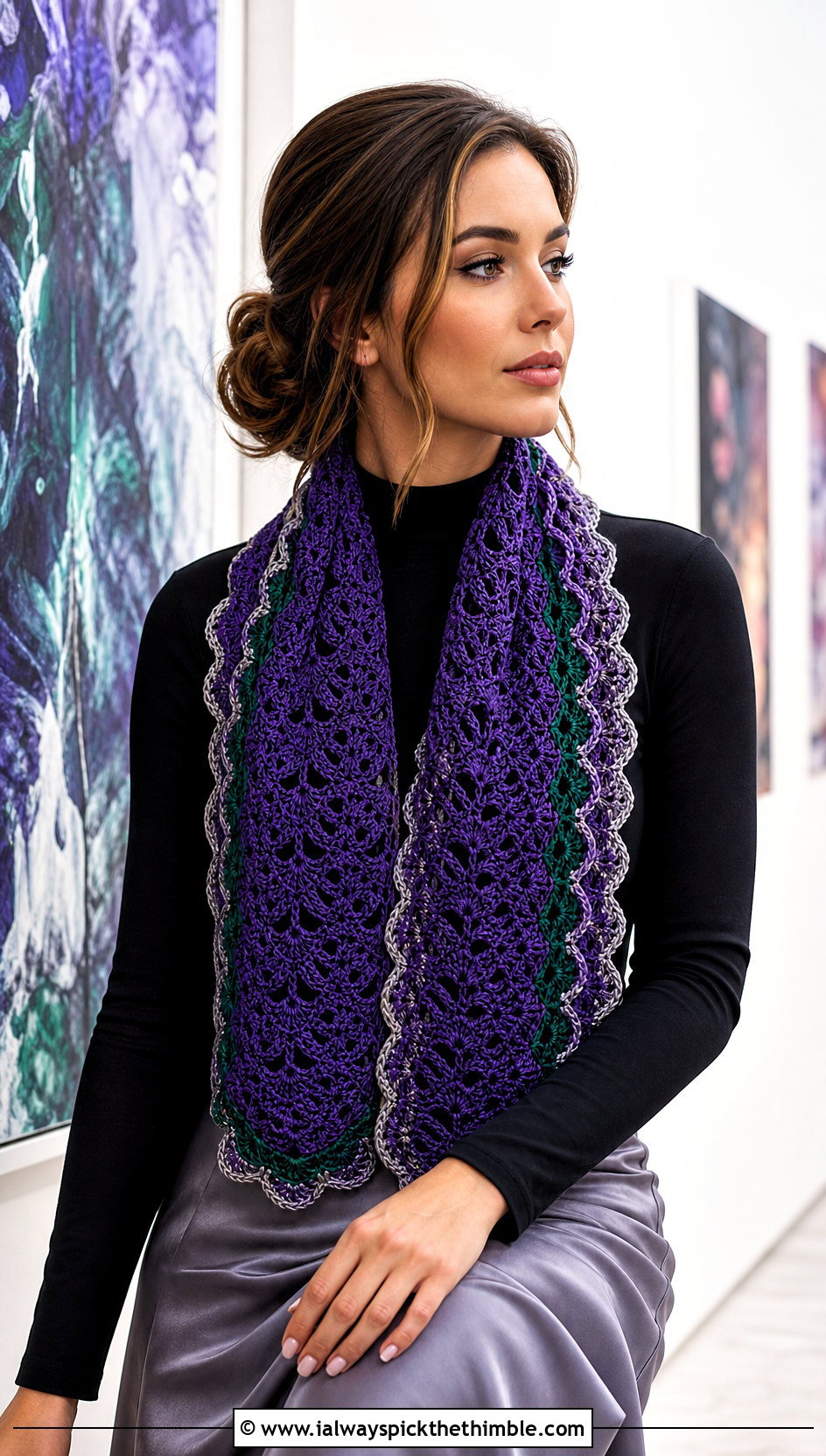 Lacy Shell Slytherin Crochet Scarf With Satin Skirt - 20 slytherin crochet scarf outfit ideas