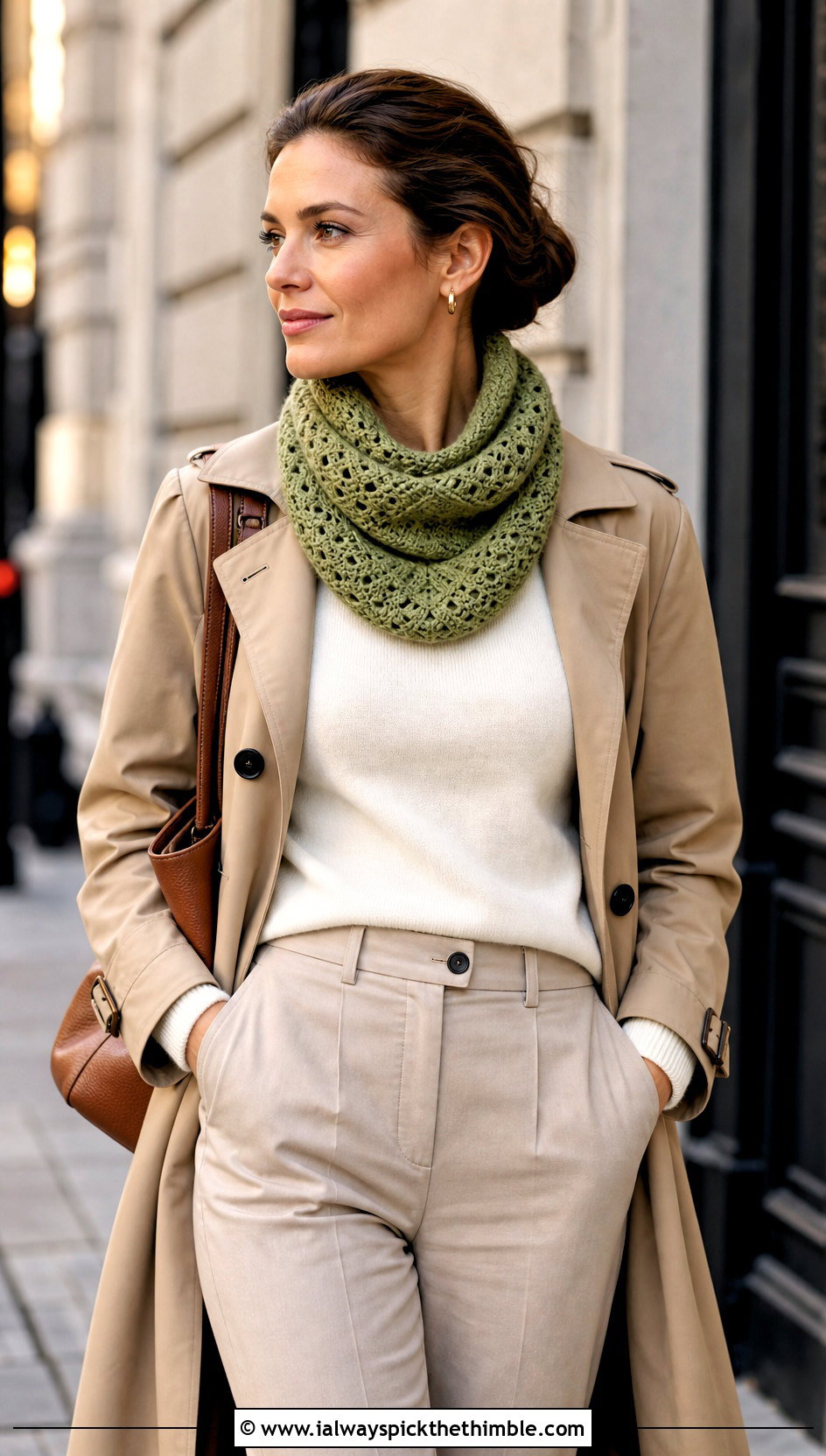 Lansdowne Crochet Cowl With Trench Coat And Chinos - 15 lansdowne crochet cowl outfit ideas