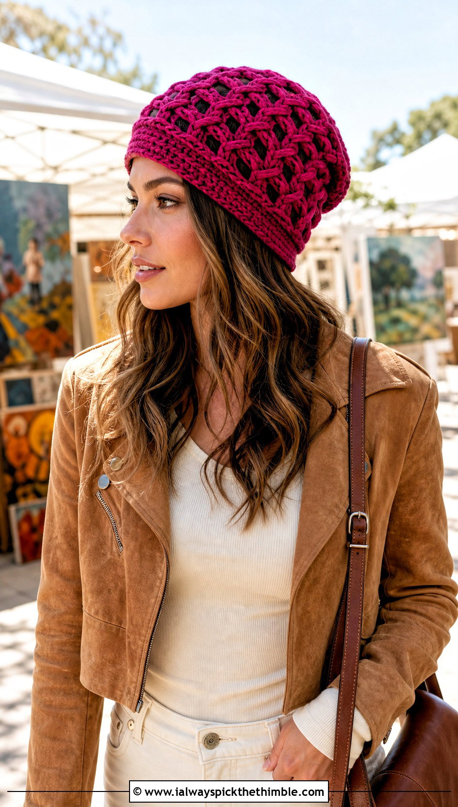 Lattice Cable Crochet Beanie With Boho Maxi Skirt - 15 cabled crochet beanie design outfit ideas