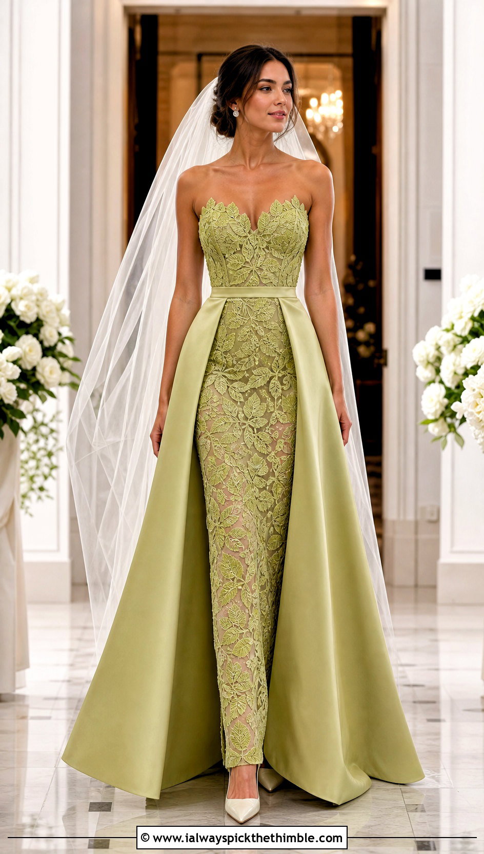 Leaf And Vine Detachable Overskirt Wedding Dress - 20 irish lace crochet wedding dress outfit ideas
