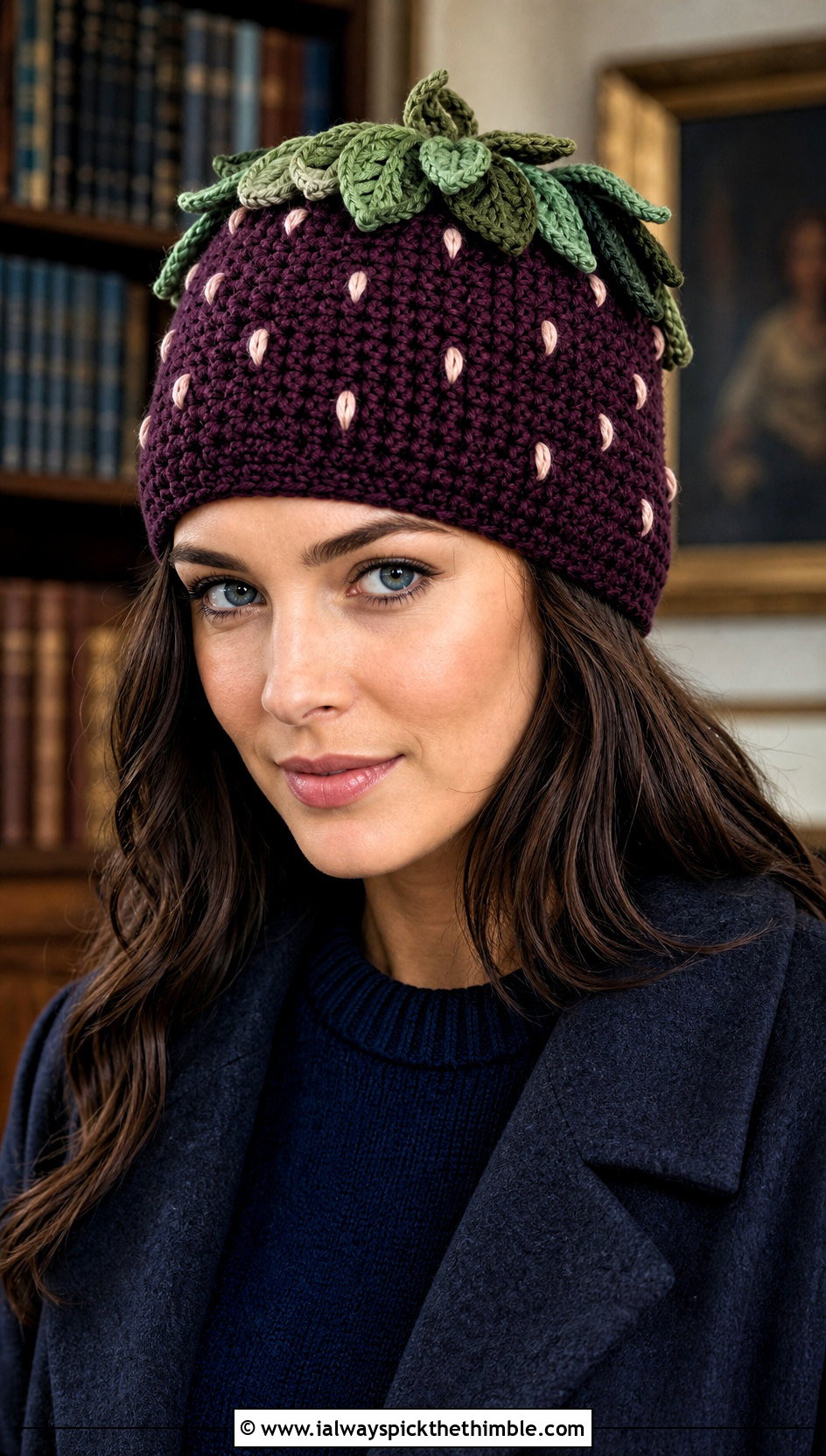 Leaf Crown Crochet Strawberry Beanie With Plaid Skirt - 20 Crochet Strawberry Beanie outfit ideas
