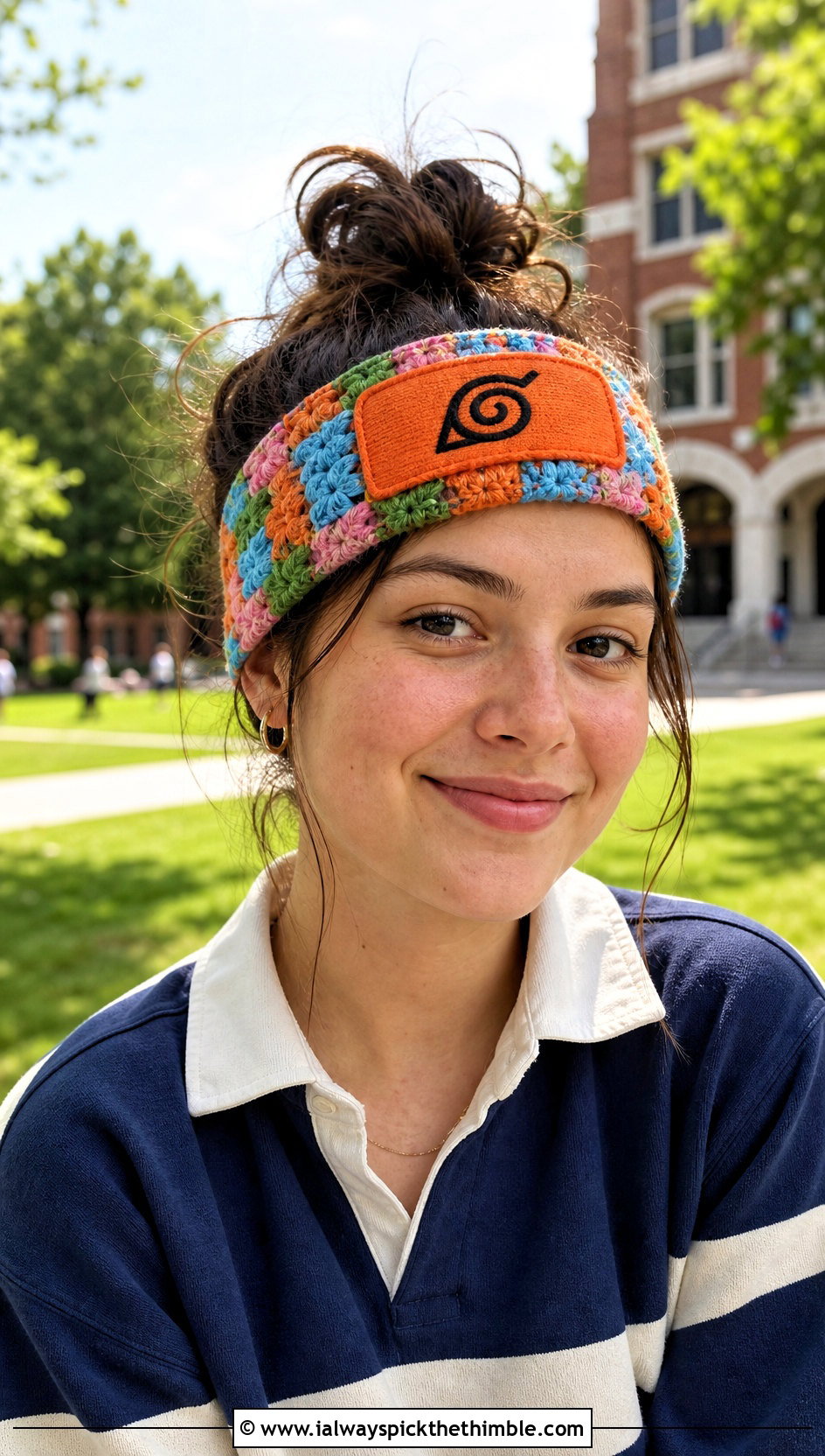 Leaf Village Granny Square Crochet Naruto Headband With Rugby Shirt - 20 crochet naruto headband outfit ideas