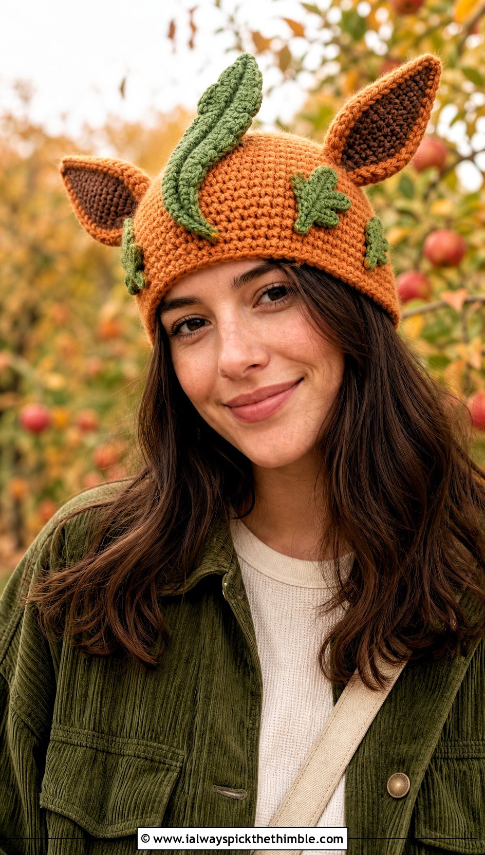 Leafeon Leaf Beanie With Corduroy Jacket - 20 crochet pokemon beanie outfit ideas