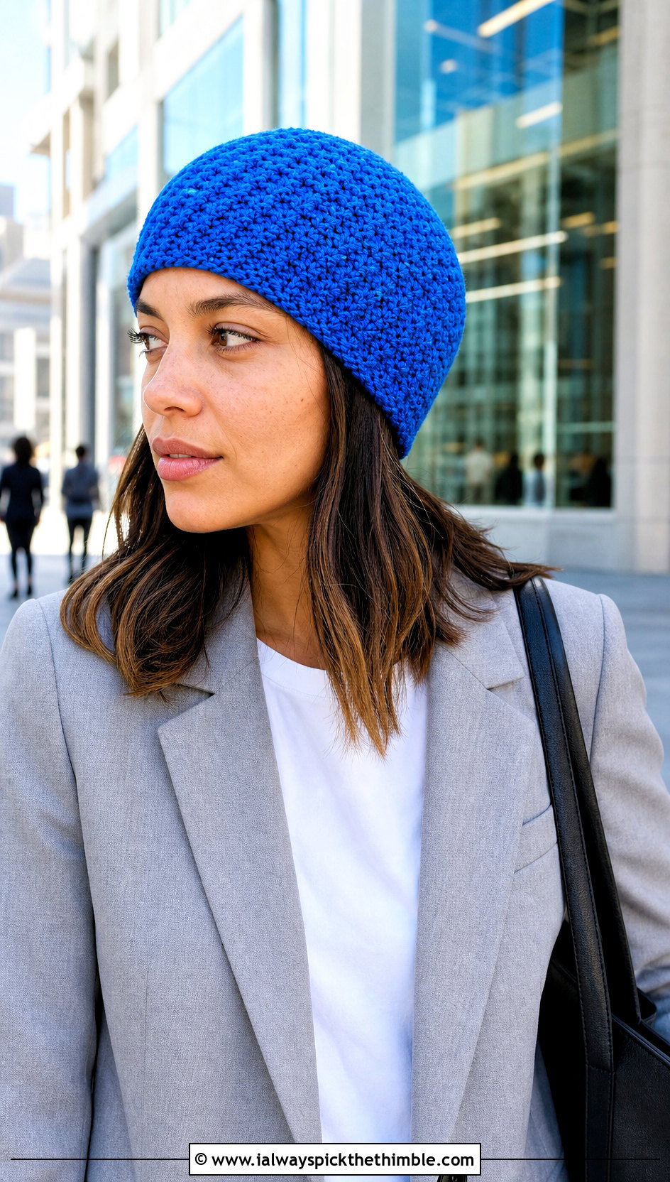 Lemon Peel Stitch Beanie With Pantsuit And Sneakers - 20 crochet stitch hat outfit ideas