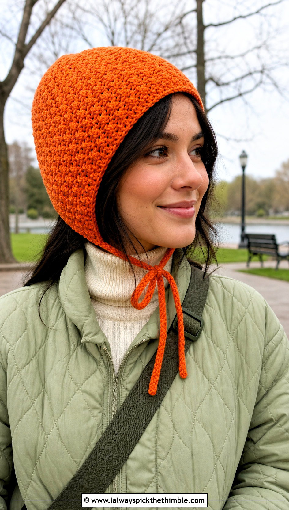 Lemon Peel Stitch Bonnet With Quilted Jacket - 15 Lemon Peel Stitch Crochet Hat outfit ideas