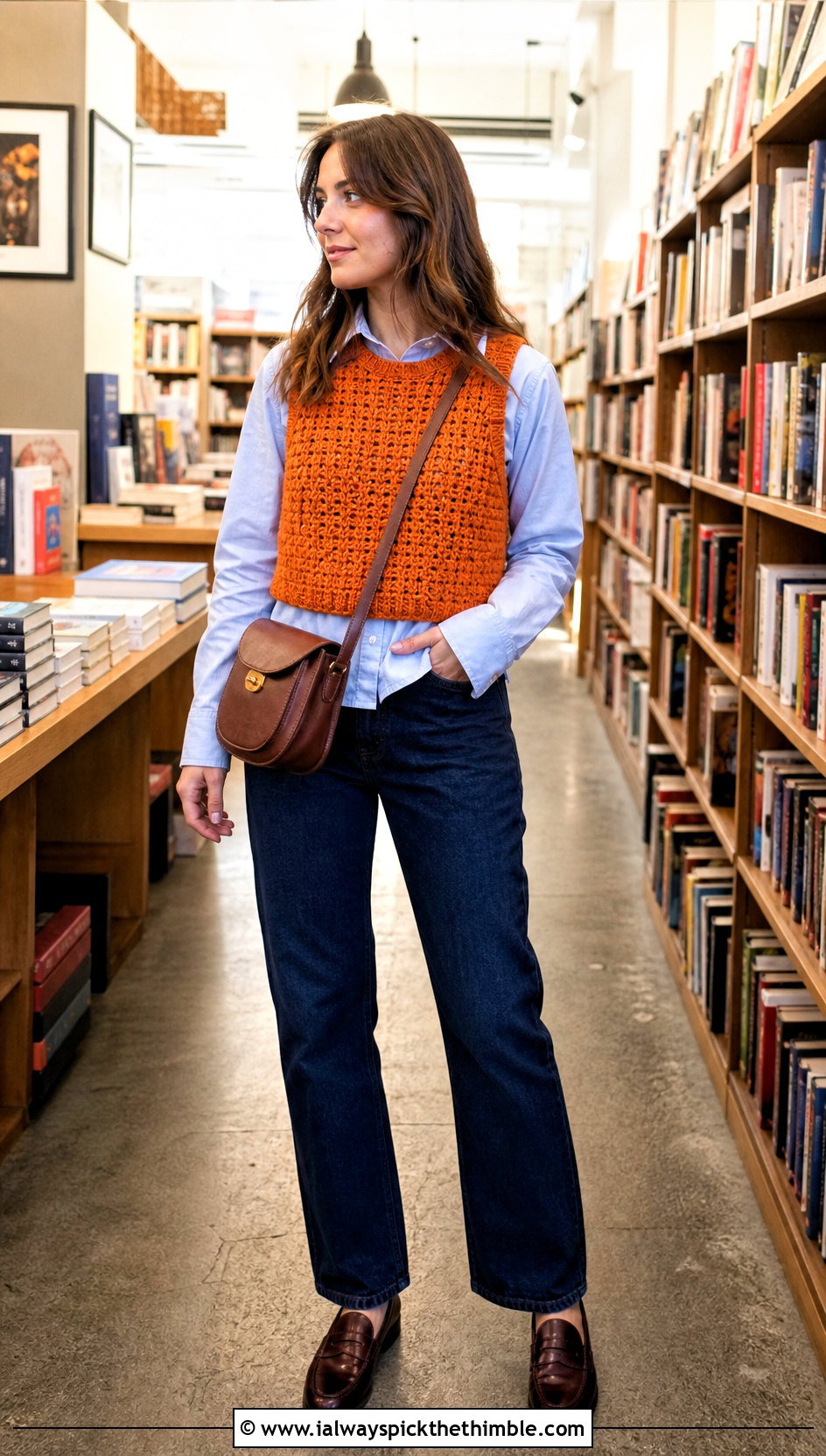 Lemon Peel Stitch Crochet Vest Top Over A Button Down Shirt - 20 lemon peel stitch crochet top outfit ideas