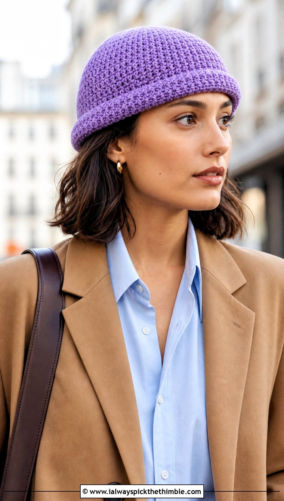 Lemon Peel Stitch Fisherman Beanie With Blazer And Jeans - 15 Lemon Peel Stitch Crochet Hat outfit ideas